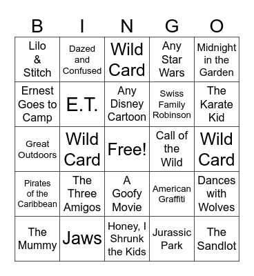 Summer Movie Bingo! Bingo Card