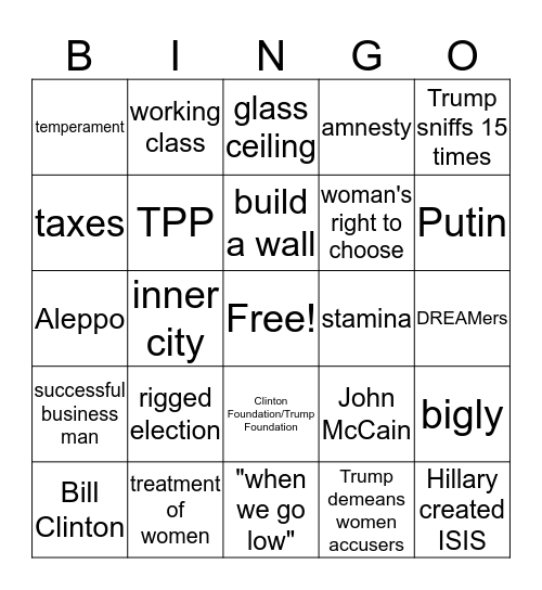 Cheeto Jesus v. Madam President Bingo Card