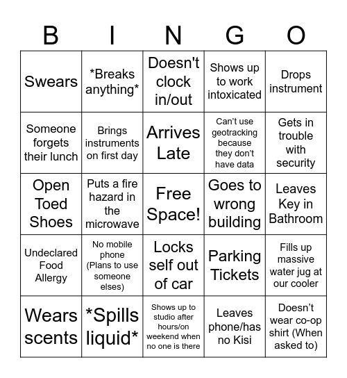 Orientation Week Bingo Card