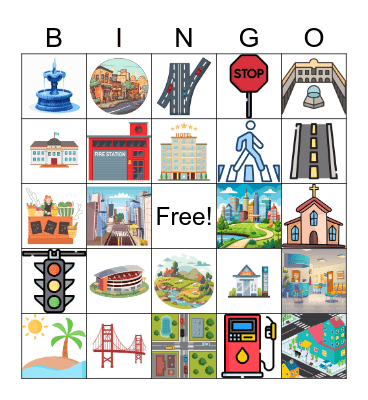 Places Around Town Bingo Card