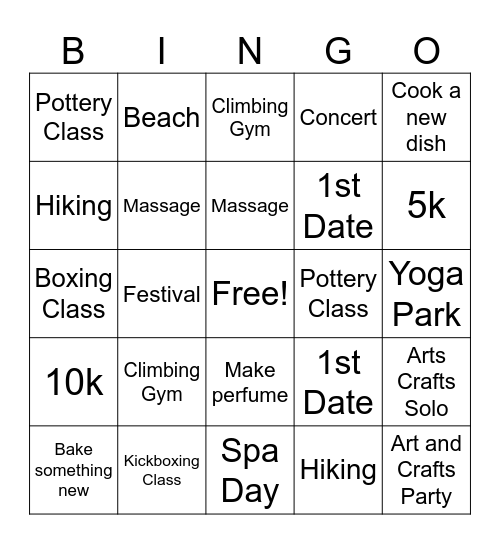 Experience  Bingo Card
