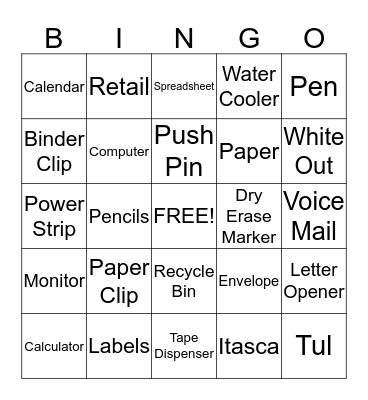 OfficeMax Bingo Card