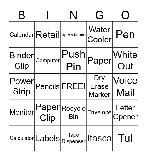 OfficeMax Bingo Card