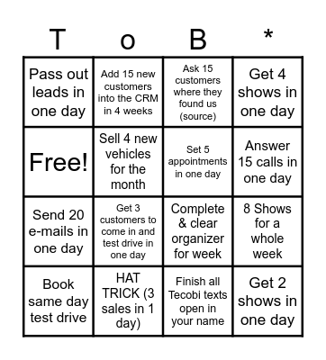 ToB Bingo Card