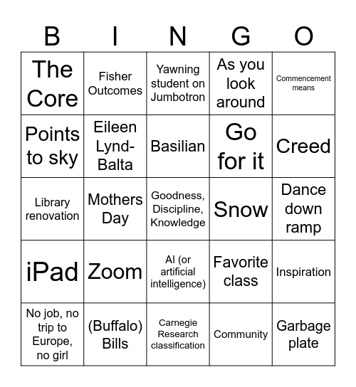 COMMENCEMENT 2025 Bingo Card