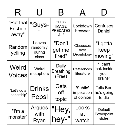 Leadership Bingo Card