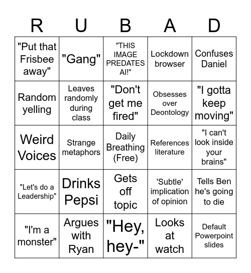 Leadership Bingo Card