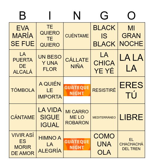 GUATEQUE NIGHT Bingo Card