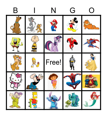 Cartoons Bingo Card
