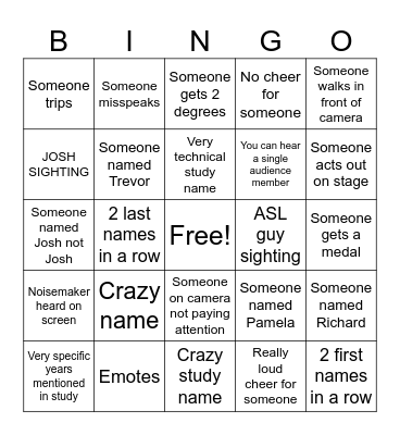 Graduation Bingo Card