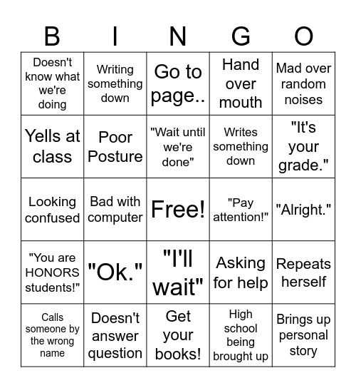 Mrs Vogt Bingo Card