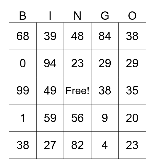 Grub and Games BINGO Card