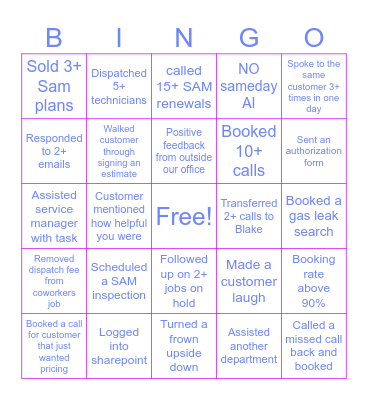 CSR Bingo Card