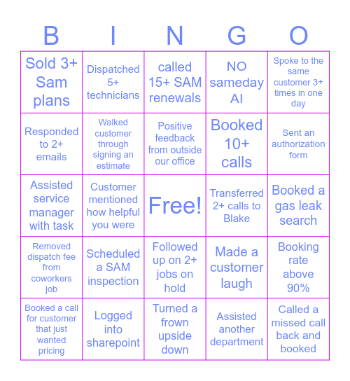 CSR Bingo Card