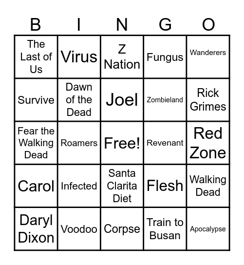 ZOMBIE BINGO Card