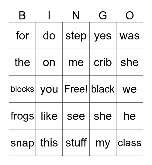 Letterland Bingo Card