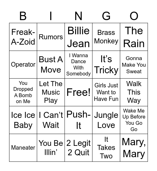 Front Row Cover-All Bingo Card
