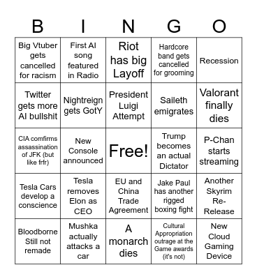2025 Bingo Card