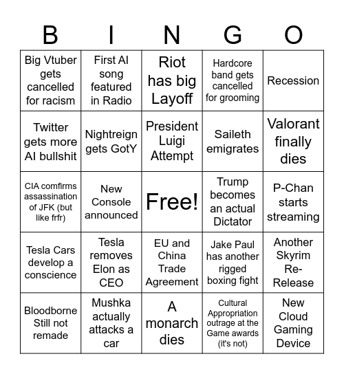 2025 Bingo Card