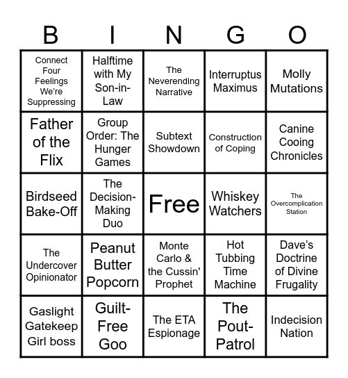 Bergy Bingo Card