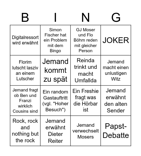 Piratenfresherbingo Card
