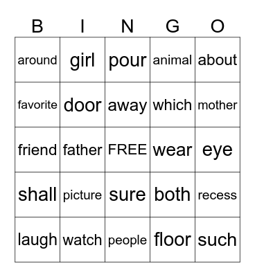 Untitled Bingo Card