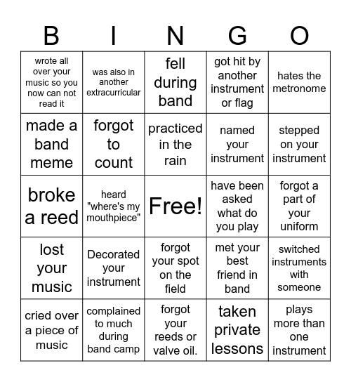 BMHS Banquet Bingo Card