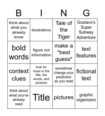 Infer & Predict (F) Bingo Card
