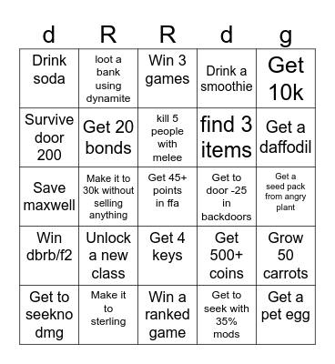 GAMES Bingo Card