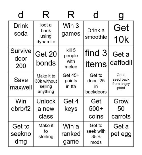 GAMES Bingo Card