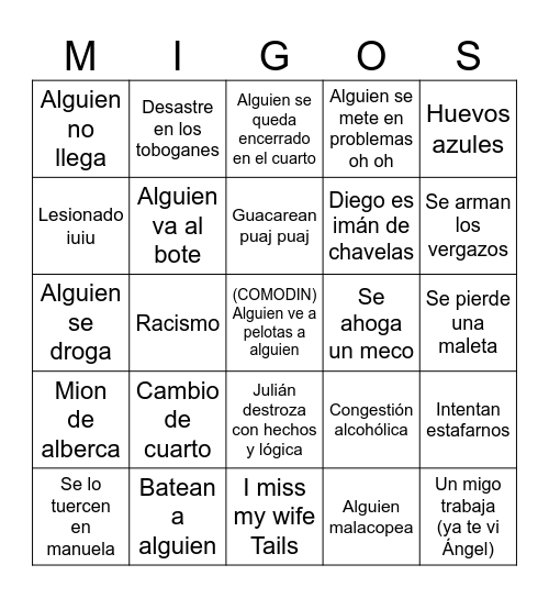CANCUN 2025 Bingo Card