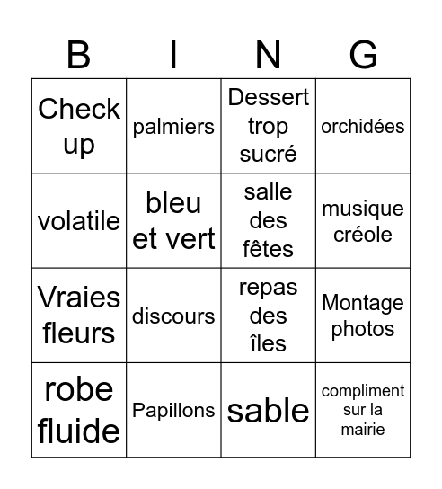 Papillons des îles Bingo Card