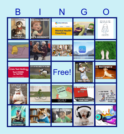 Mental Health Awareness Bingo Card