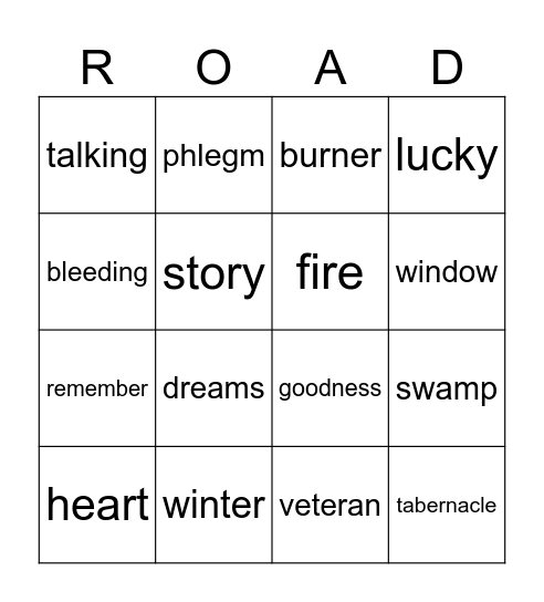 The Road 259-end Bingo Card