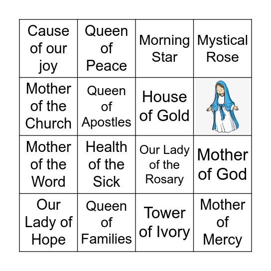 Titles of Mary Bingo Card