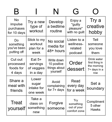 Wellness Bingo Card