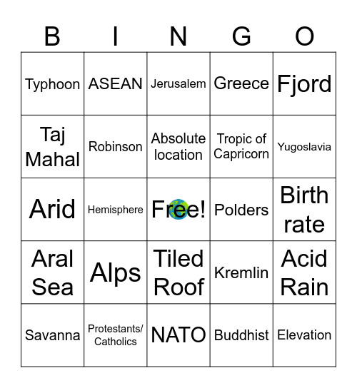 MGS Final Review Bingo #2 Bingo Card