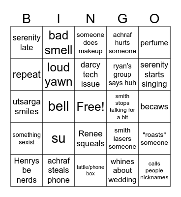 science Bingo Card