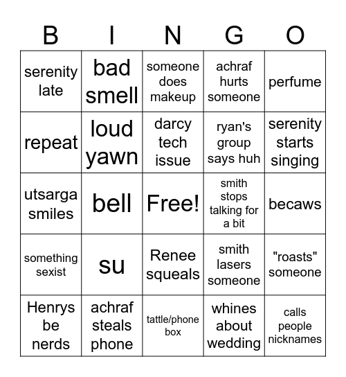 science Bingo Card