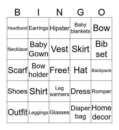 Princess Coutures Boutique Bingo Card