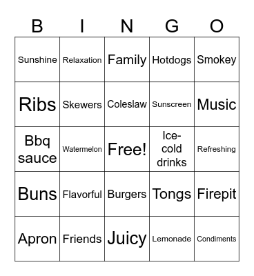 Grill N Chill Bingo Card