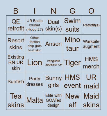 CN anni stream HMS cope bingo card Bingo Card