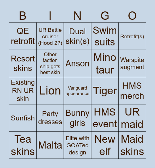 CN anni stream HMS cope bingo card Bingo Card