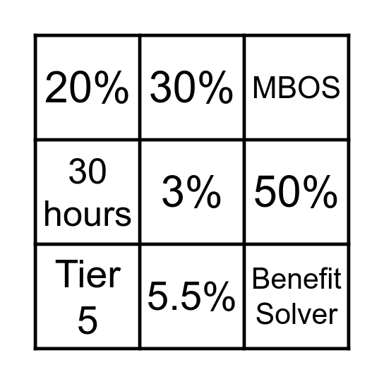 Do you have your PENSION DUCKS in a line? Bingo Card