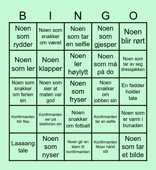 OLIVIA & KIAN SIN KONFIRMASJONS Bingo Card