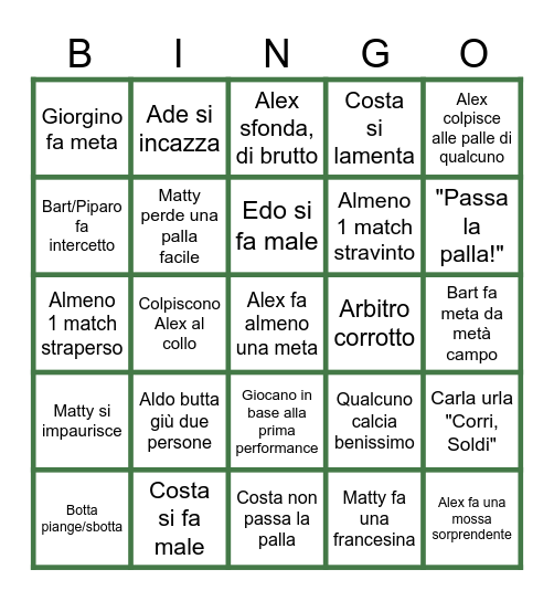 Superba Bingo Card