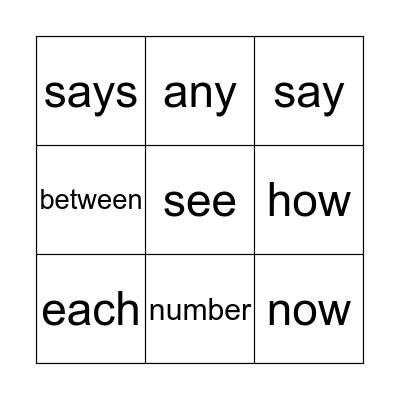 First Grade List 3 Bingo Card