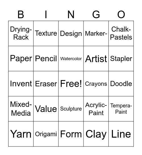 Smartest Artist Bingo Card