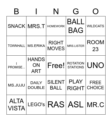 RAS BINGO Card