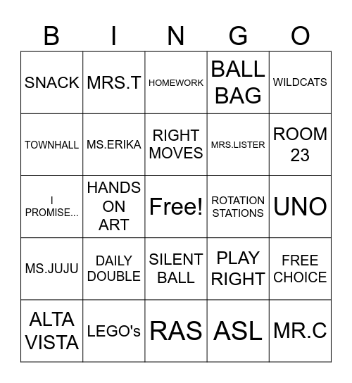 RAS BINGO Card
